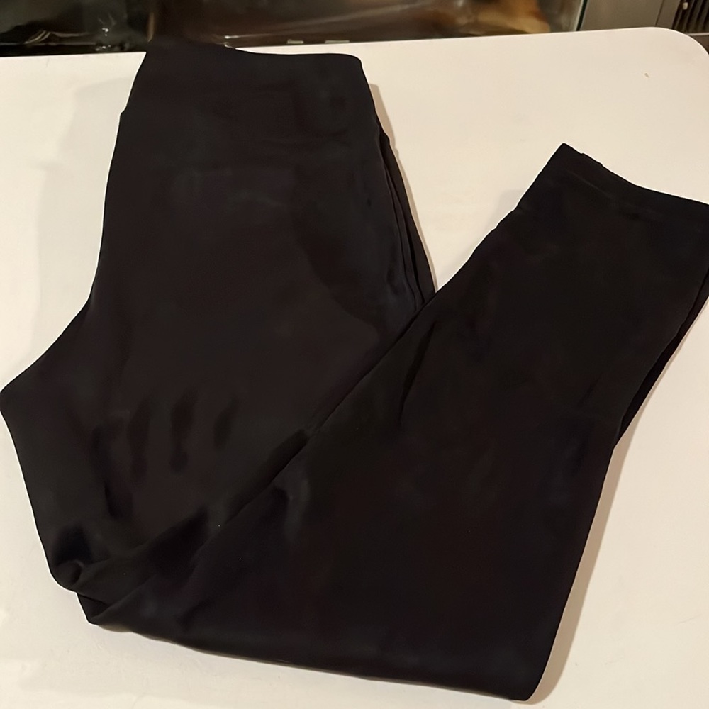 Andrew Marc large black faux suede control top pin tuck seam down the front